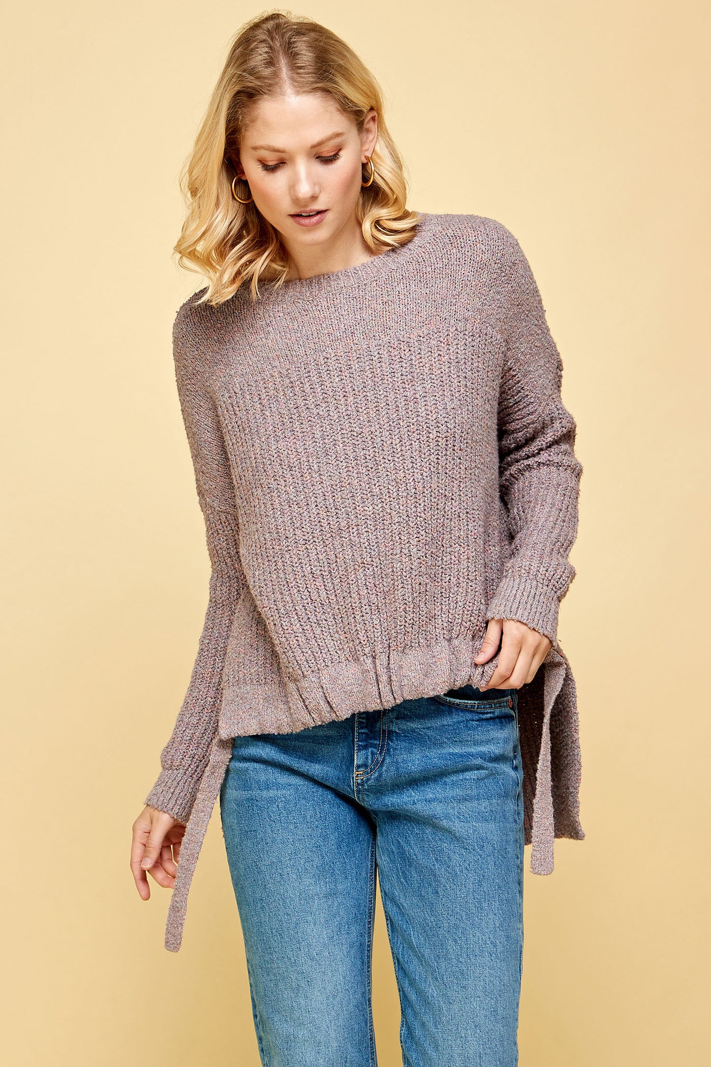THICK KNIT HIGH LOW PULLOVER SWEATER