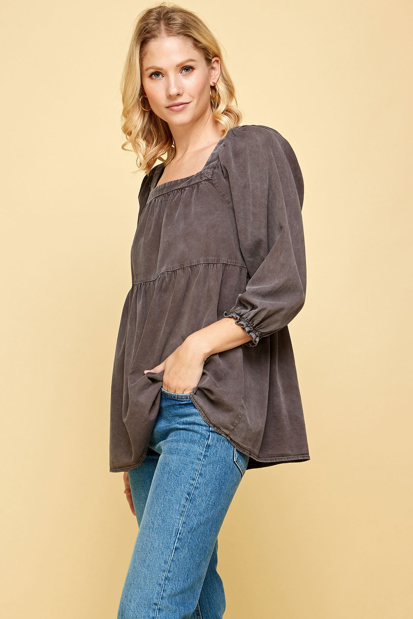 BABYDOLL COTTON DENIM TUNIC
