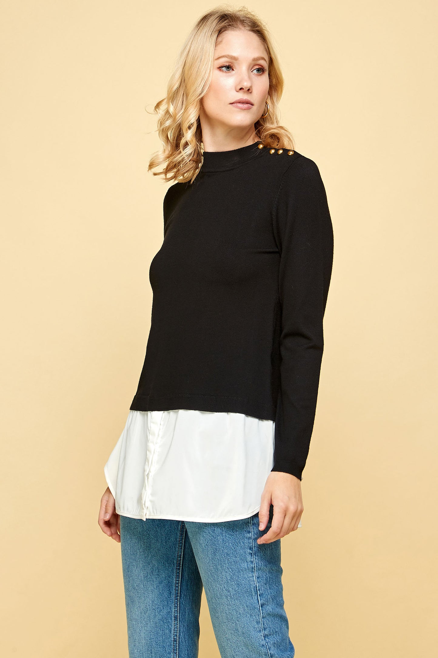 HIGH NECK LAYERED SWEATER