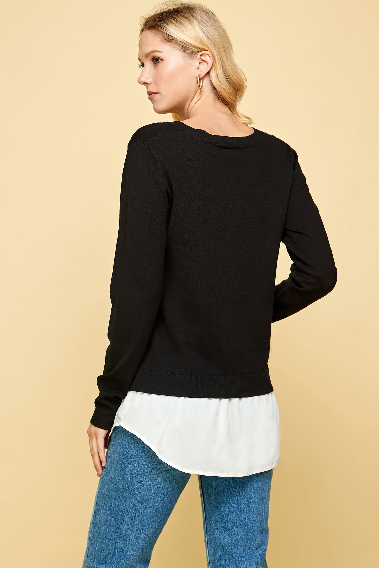 CREW NECK LAYERED SWEATER