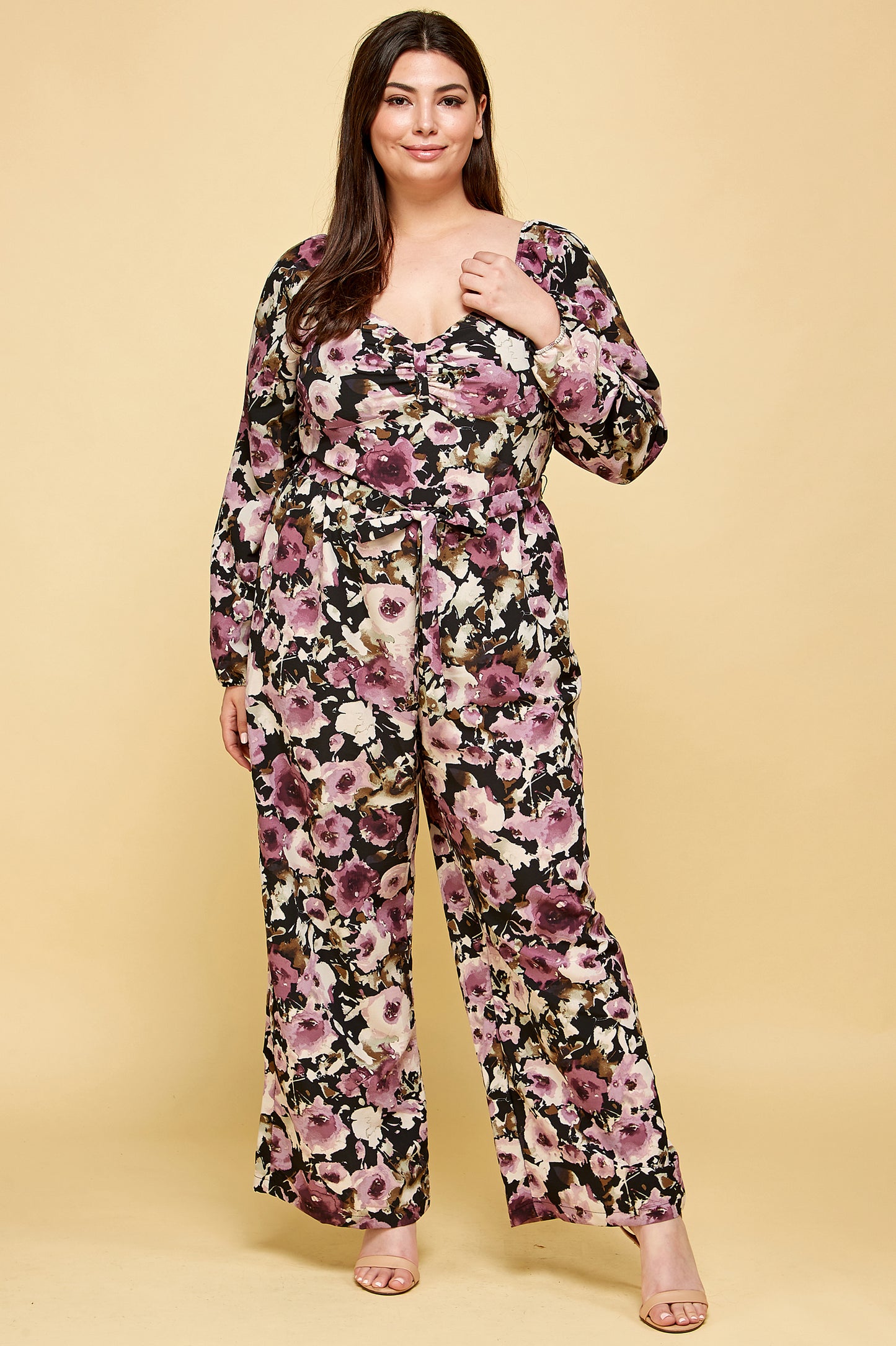 LONG SLEEVE FLORAL JUMPSUIT