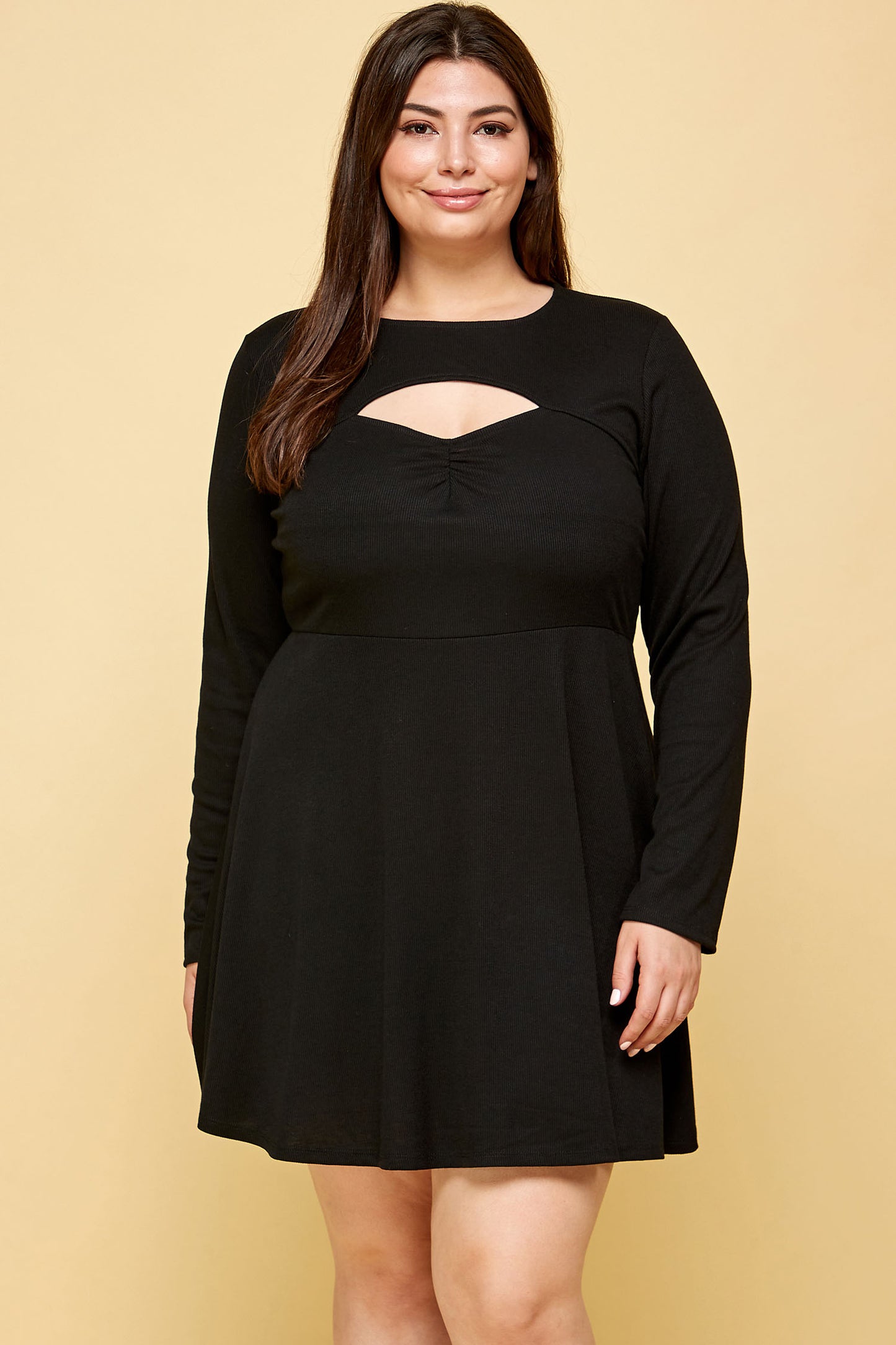 BLACK SKATER DRESS WITH CUTOUT