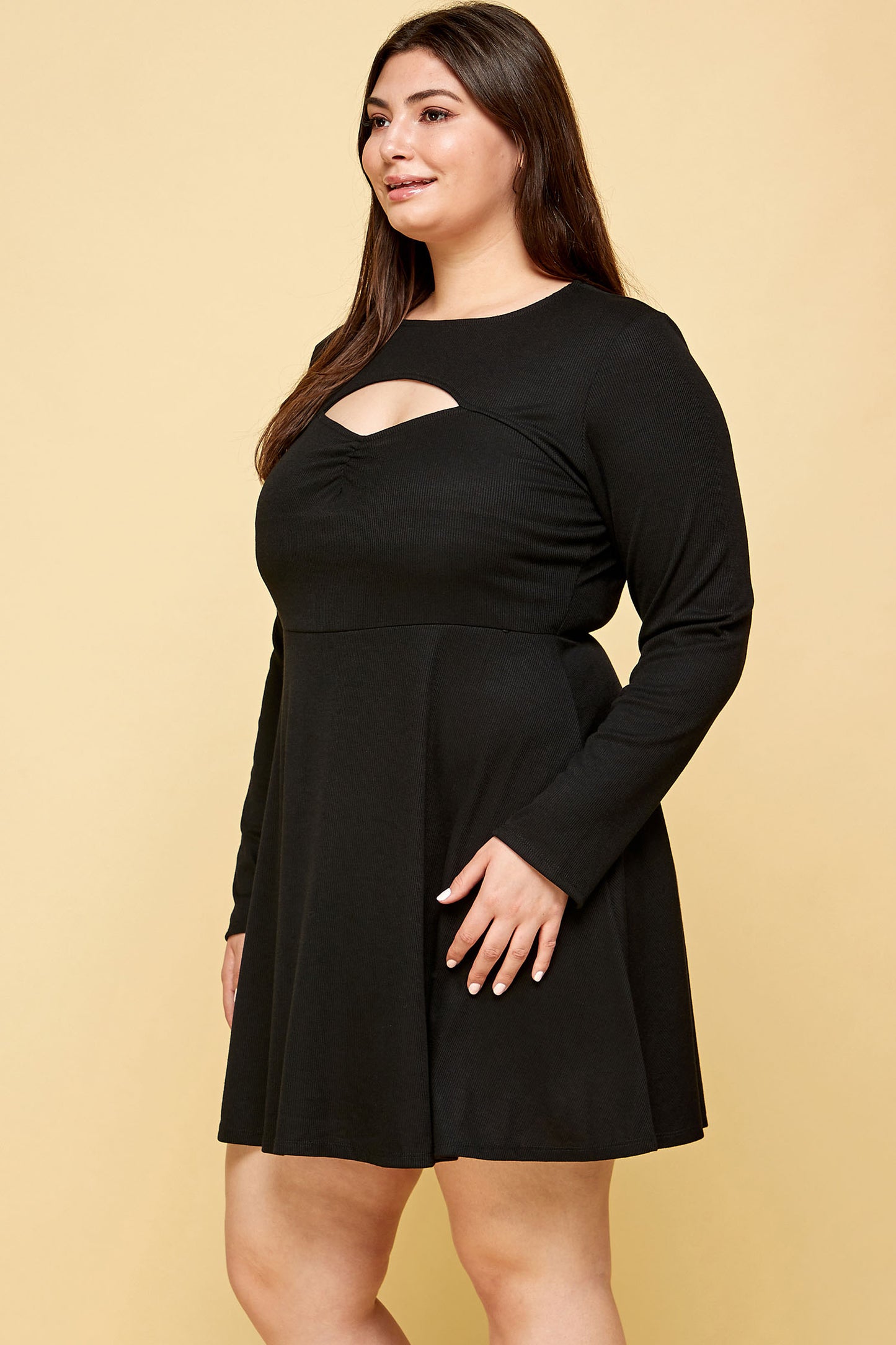 BLACK SKATER DRESS WITH CUTOUT