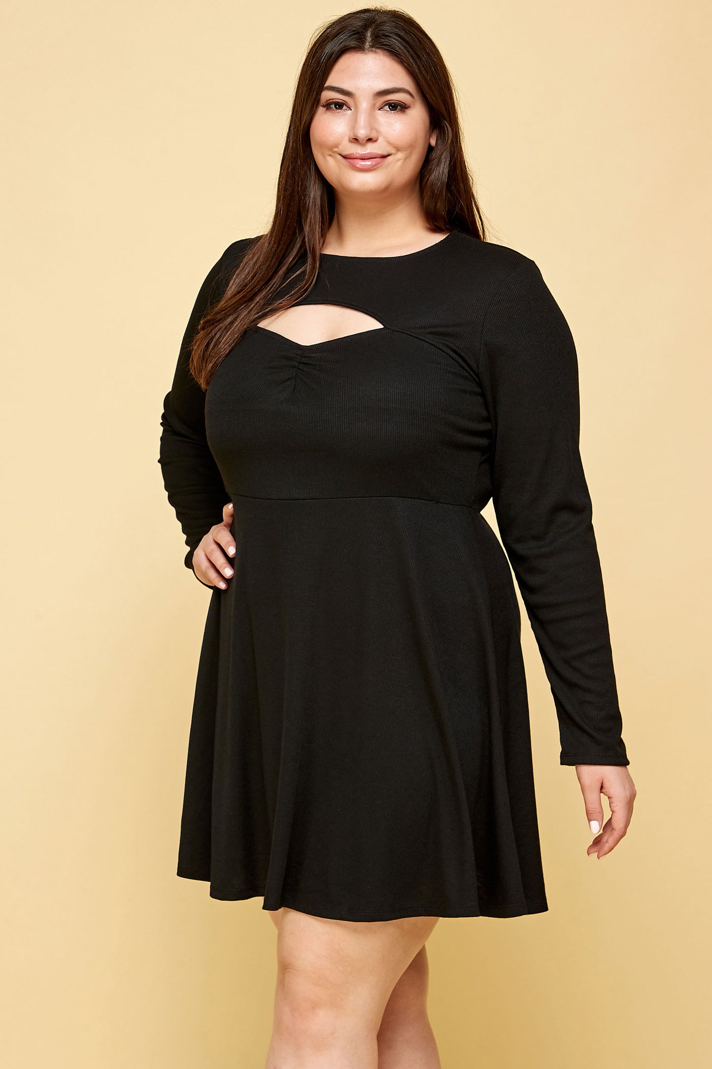 BLACK SKATER DRESS WITH CUTOUT