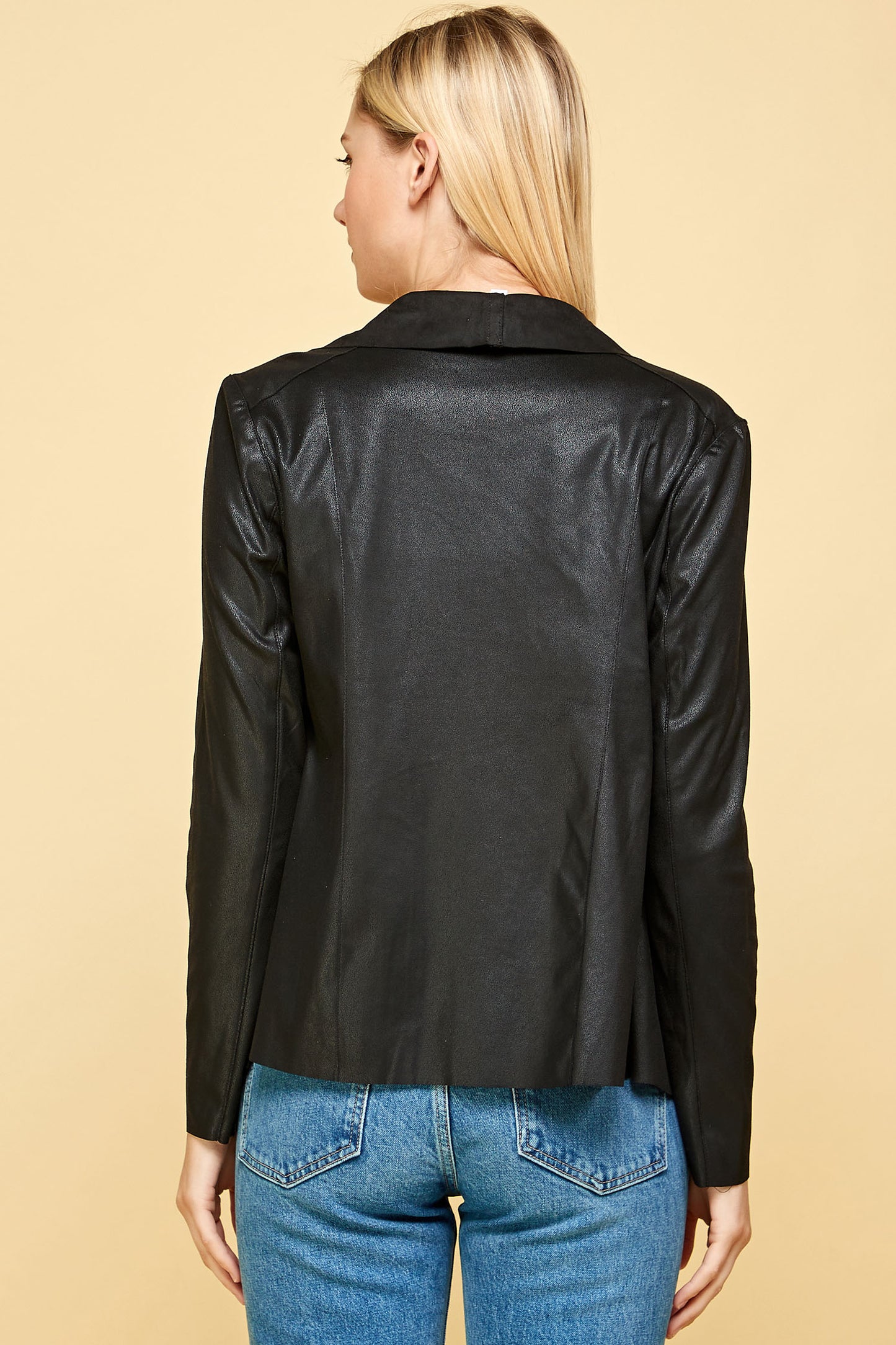 ULTRA SUEDE WATERFALL JACKET IN BLACK