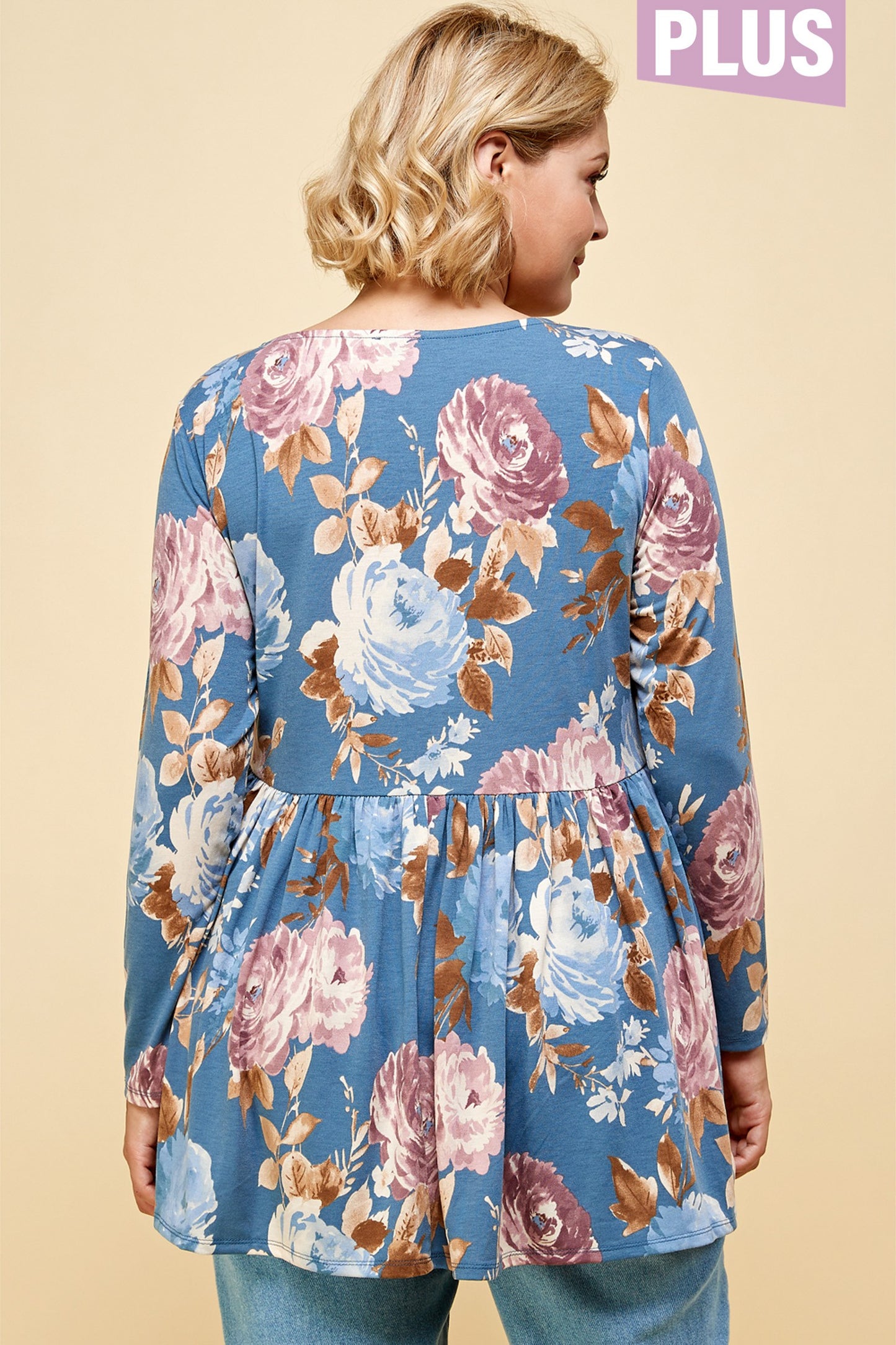 PLUS SIZE SCOOP NECK LONG SLEEVE TUNIC