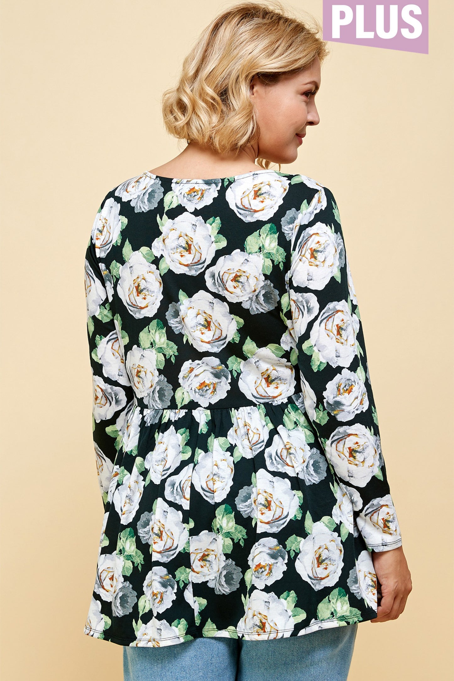 PLUS SIZE SCOOP NECK LONG SLEEVE TUNIC