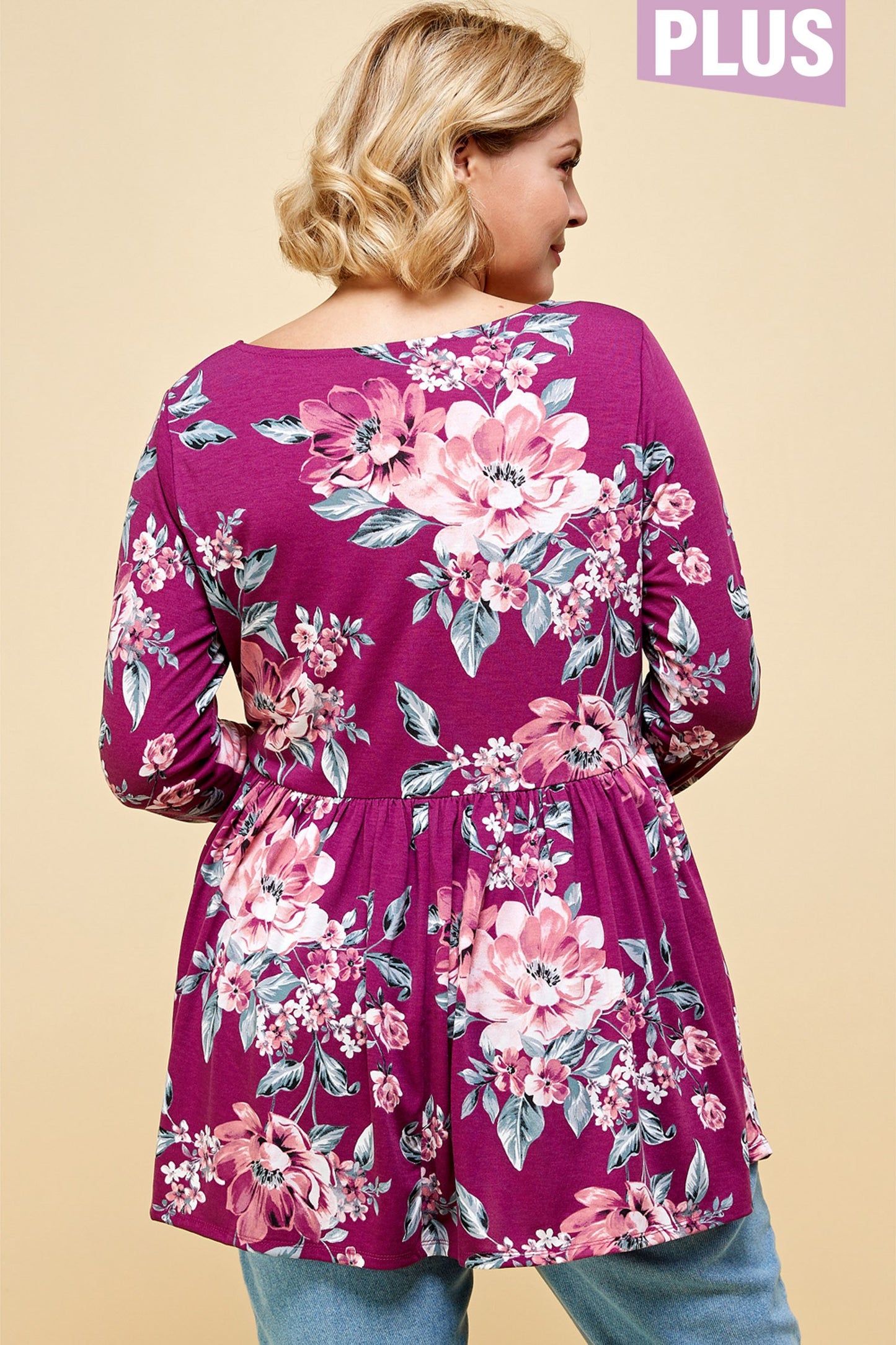 PLUS SIZE SCOOP NECK LONG SLEEVE TUNIC