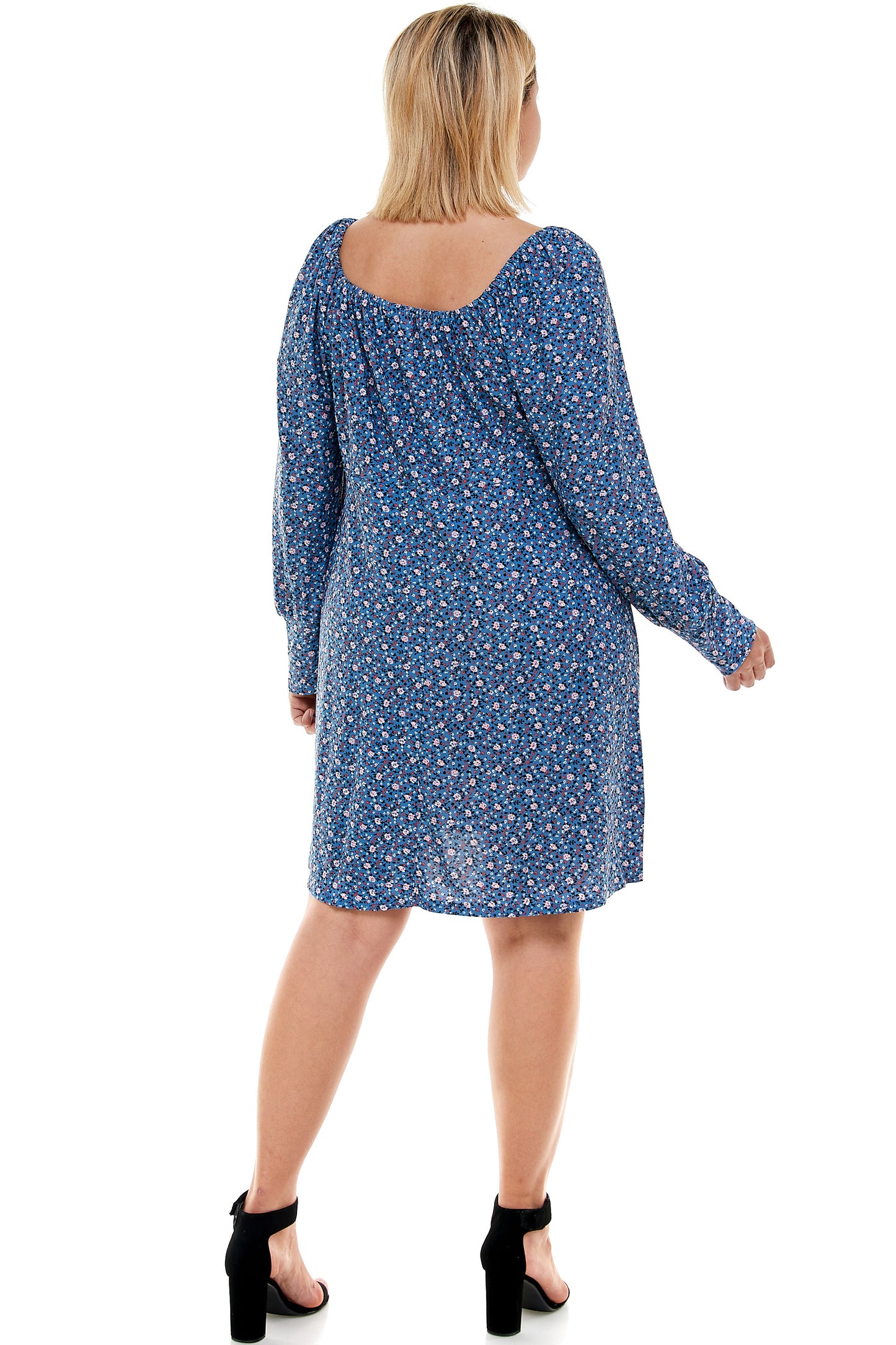 PLUS SIZE FLORAL DRESS WITH NECK TIE