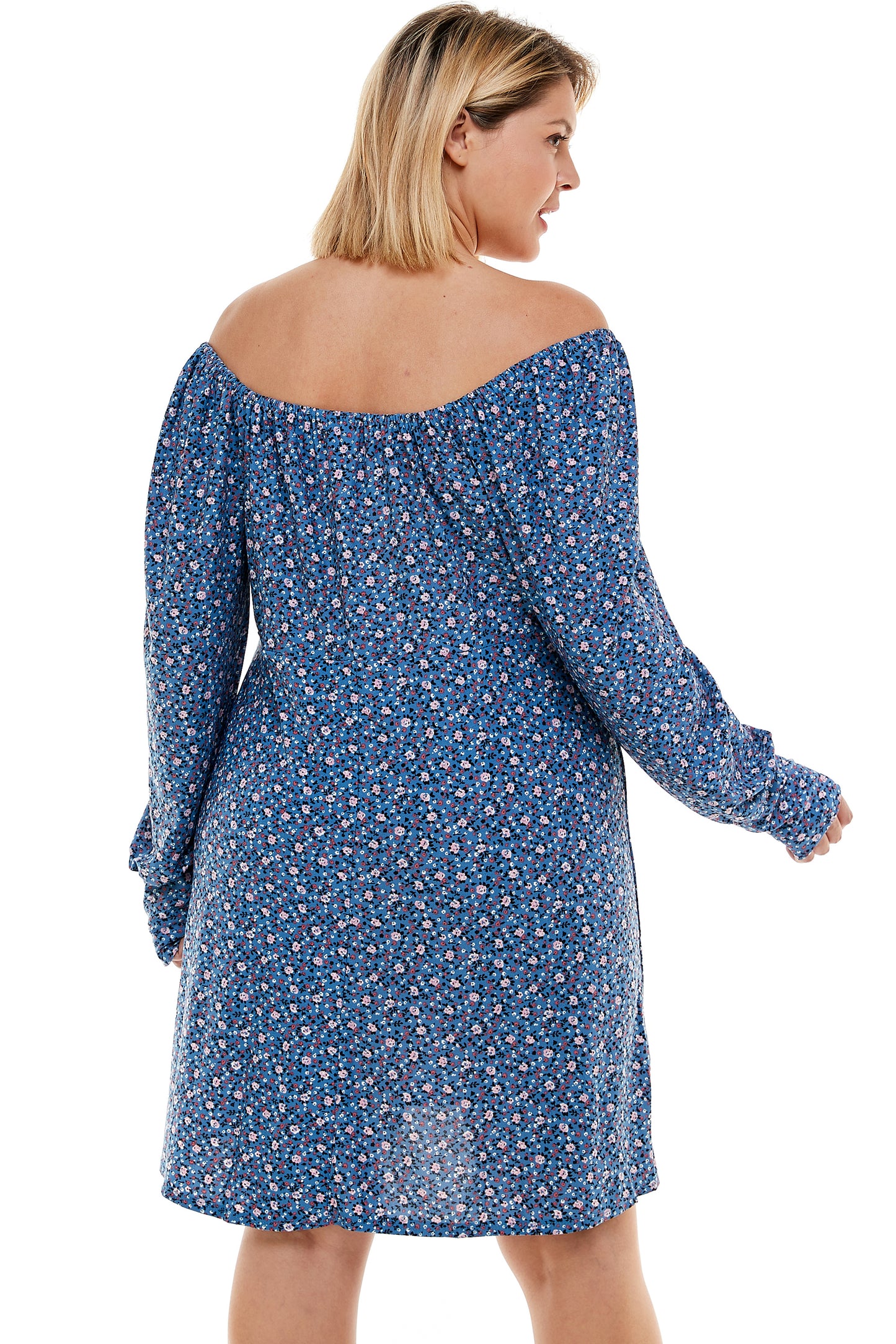 PLUS SIZE FLORAL DRESS WITH NECK TIE