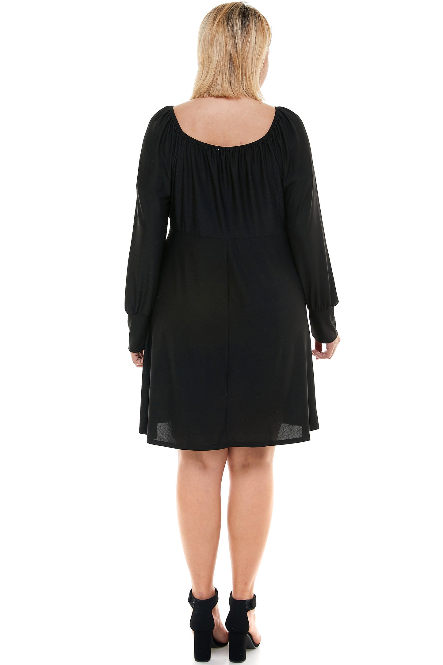 PLUS SIZE BLACK MINI DRESS WITH TIE
