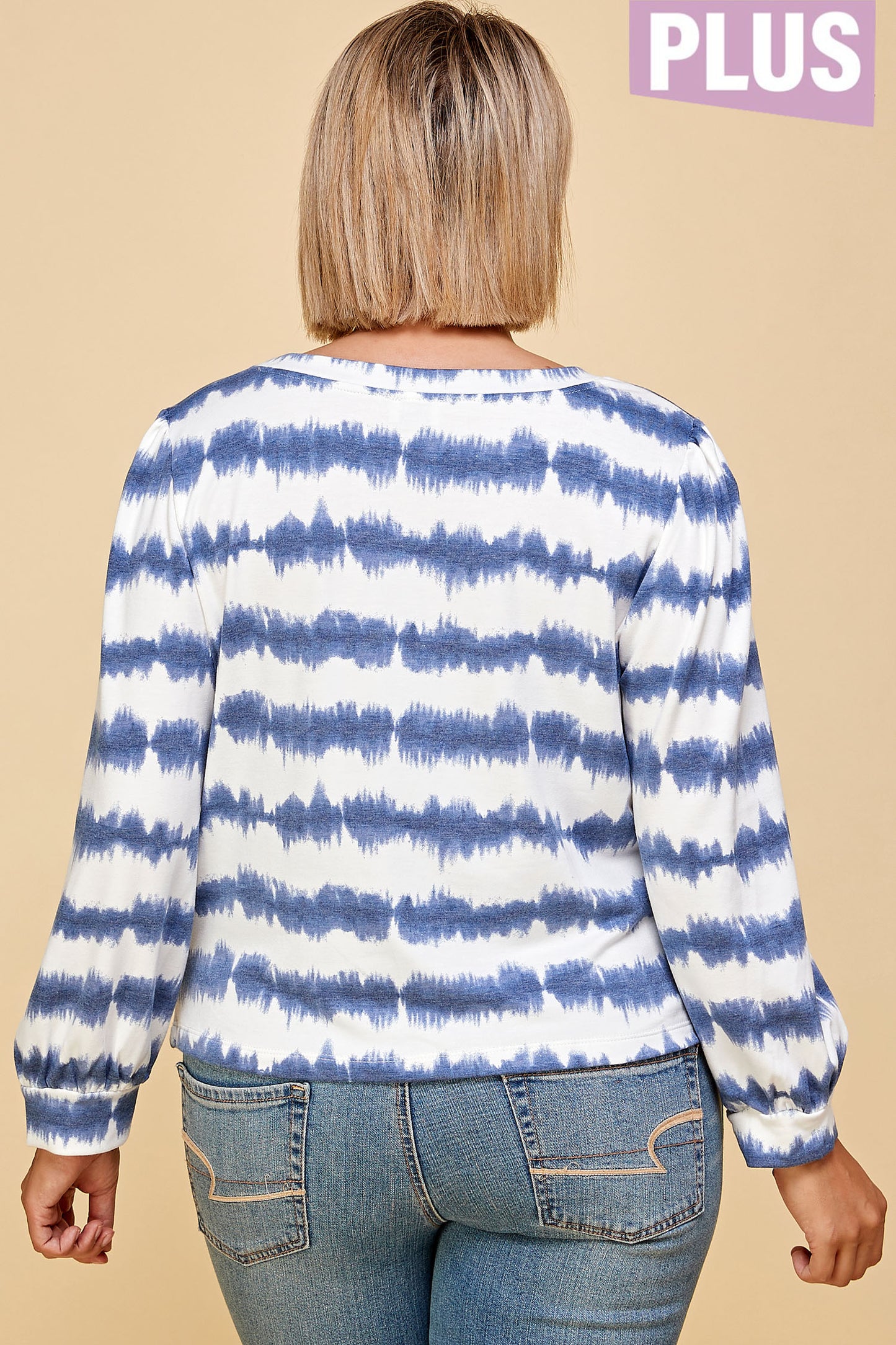 PLUS SIZE TIE DYE STRIPED SWEATER