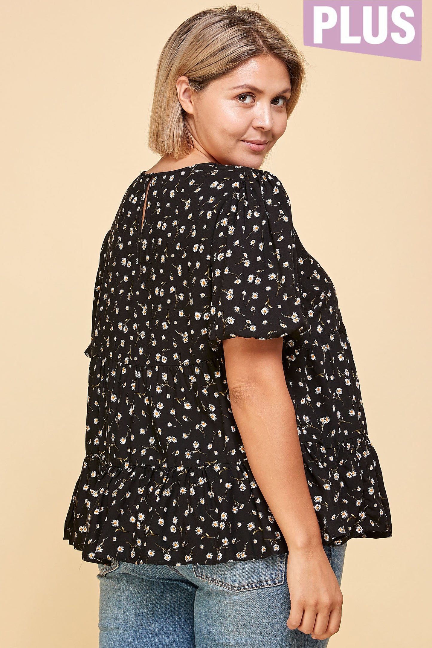 SHORT SLEEVE PLUS SIZE BOHEMIAN FLORAL TEE