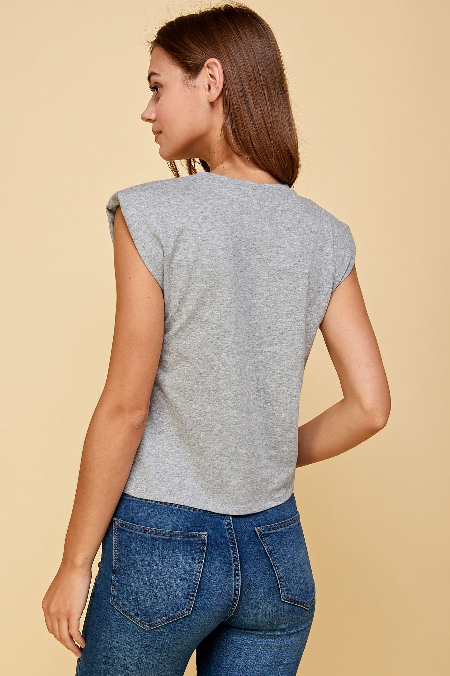 GREY MUSCLE TEE WITH SHOULDER PADS