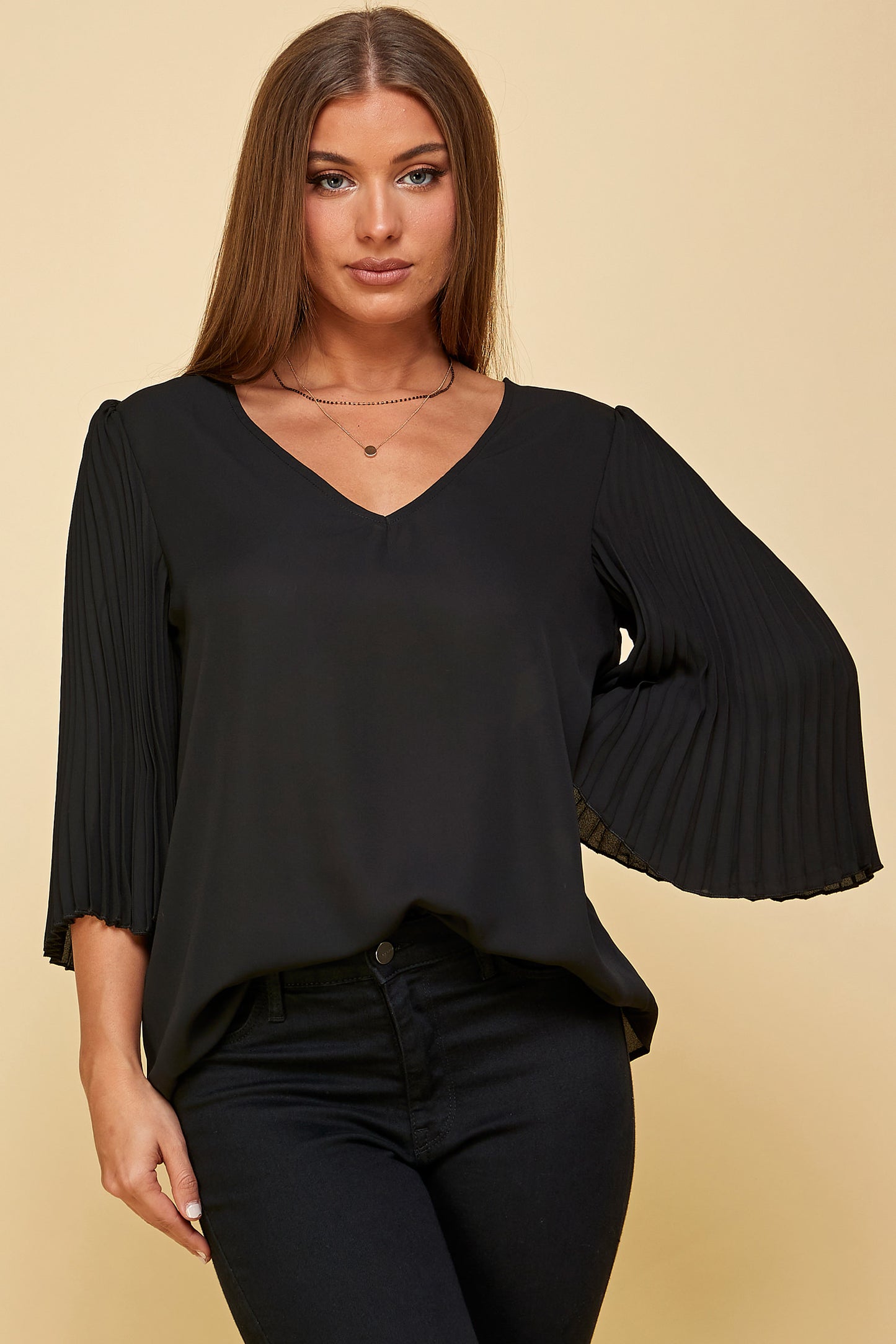 BLACK LONG SLEEVE TUNIC TOP