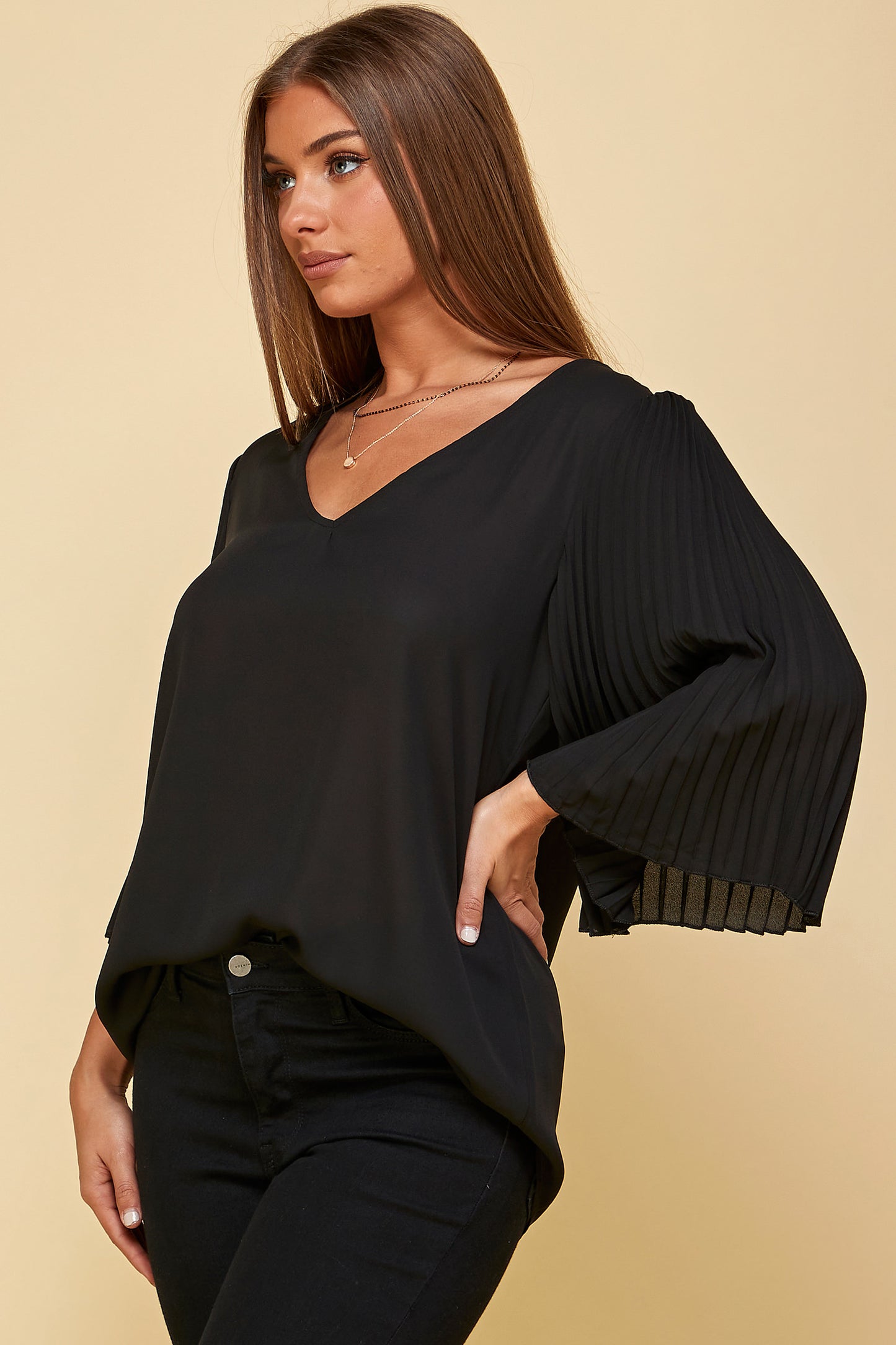 BLACK LONG SLEEVE TUNIC TOP