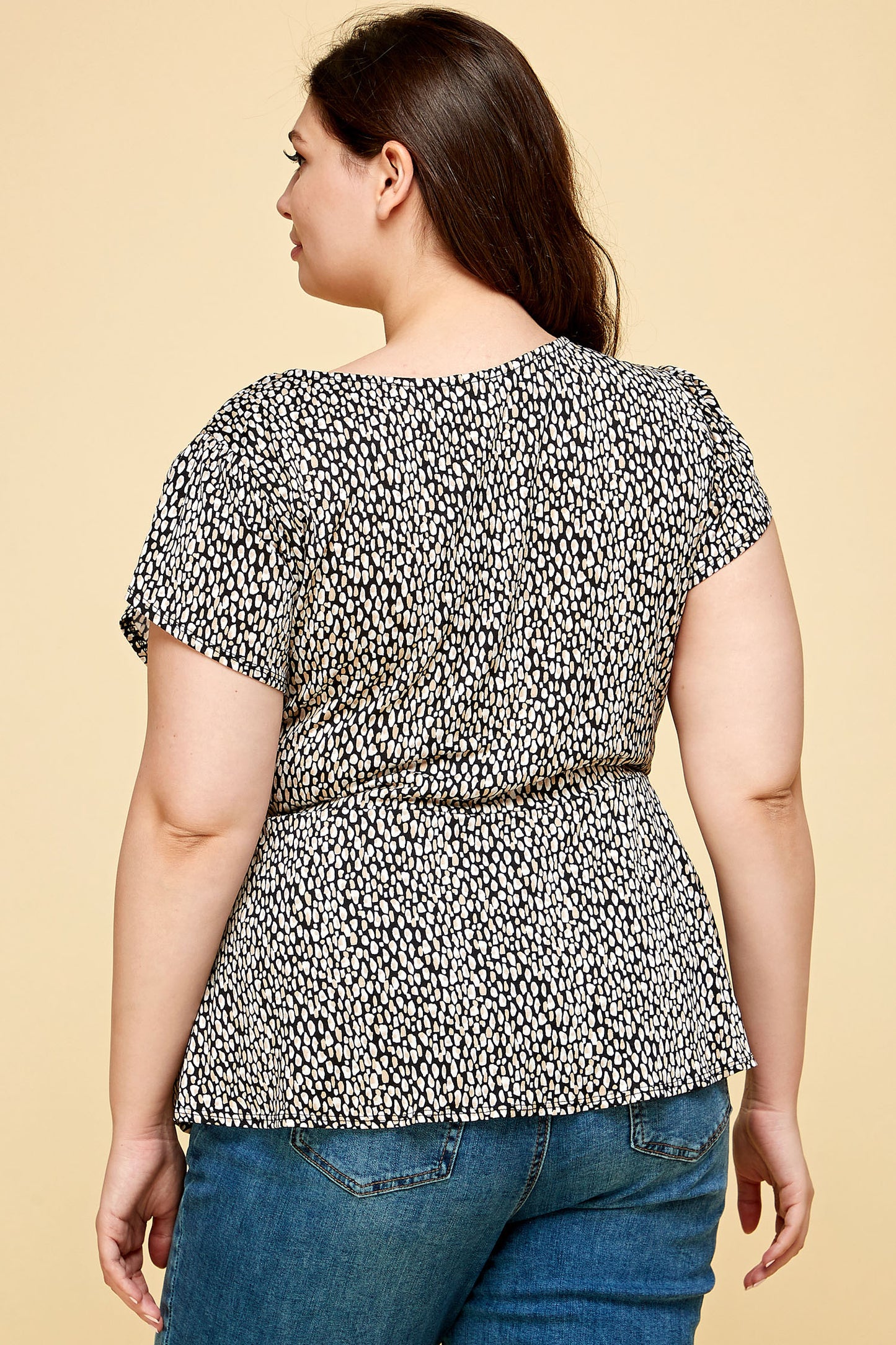 PLUS SIZE ANIMAL PRINT WRAP TOP