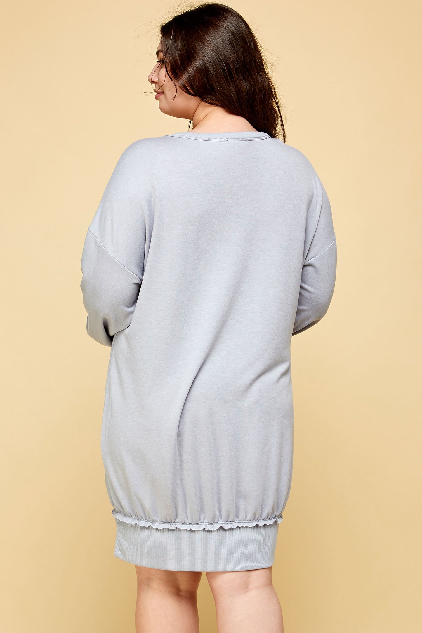 PLUS SIZE FRENCH TERRY SWEATER DRESS IN BLUE