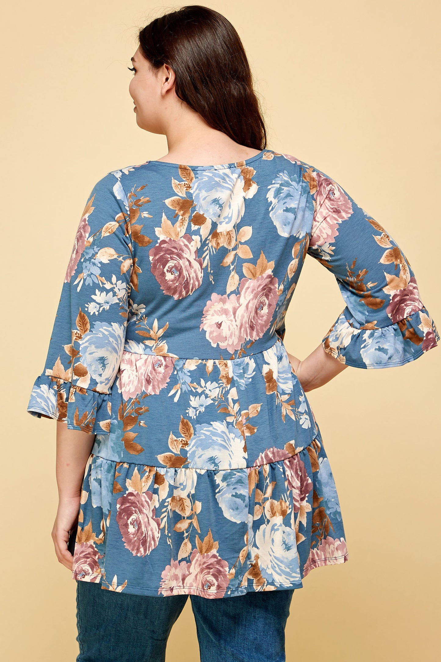 PLUS SIZE QUARTER SLEEVE TUNIC TOP