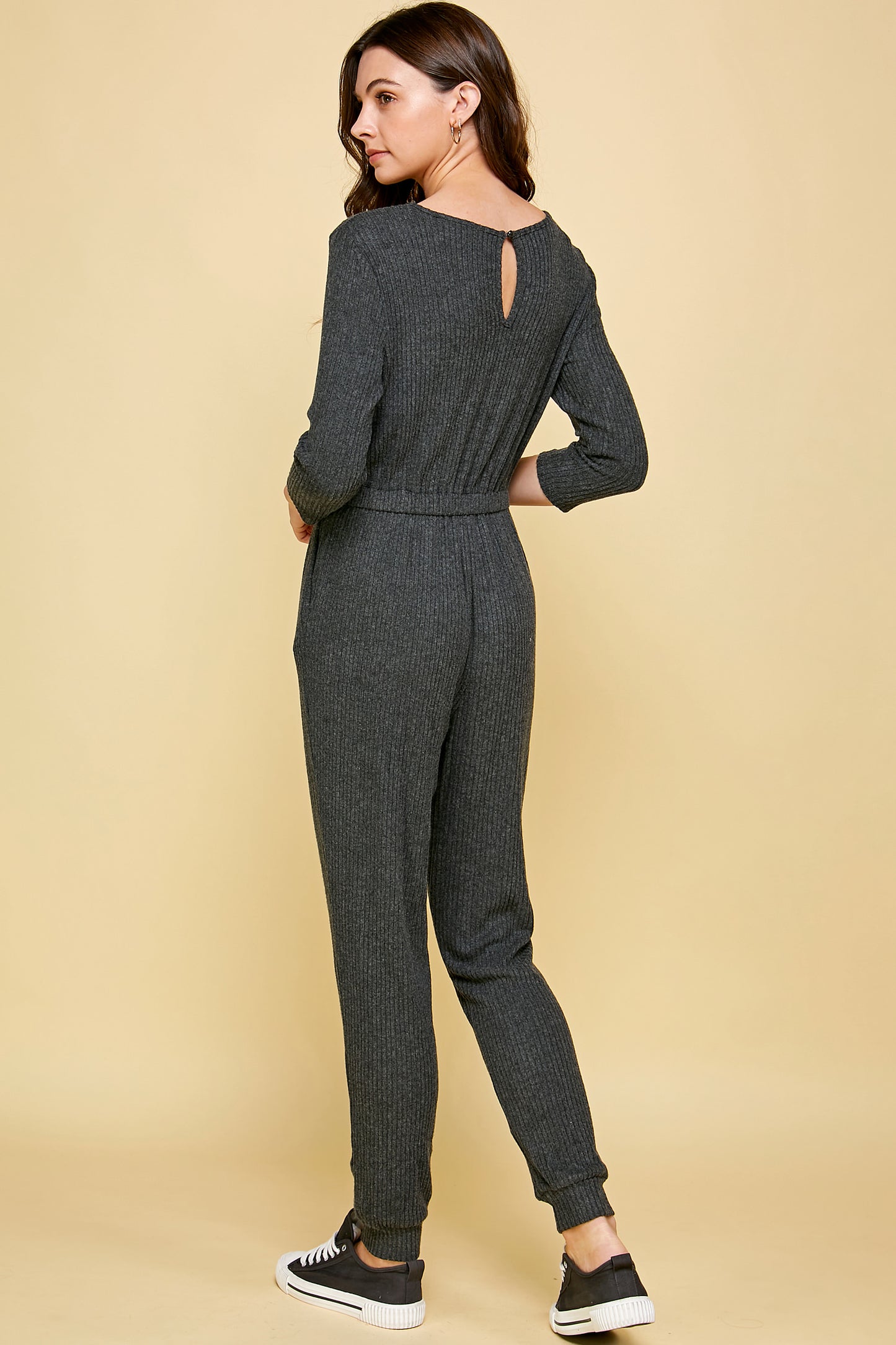 COZY SOFT JUMPSUIT WITH TIE WAIST