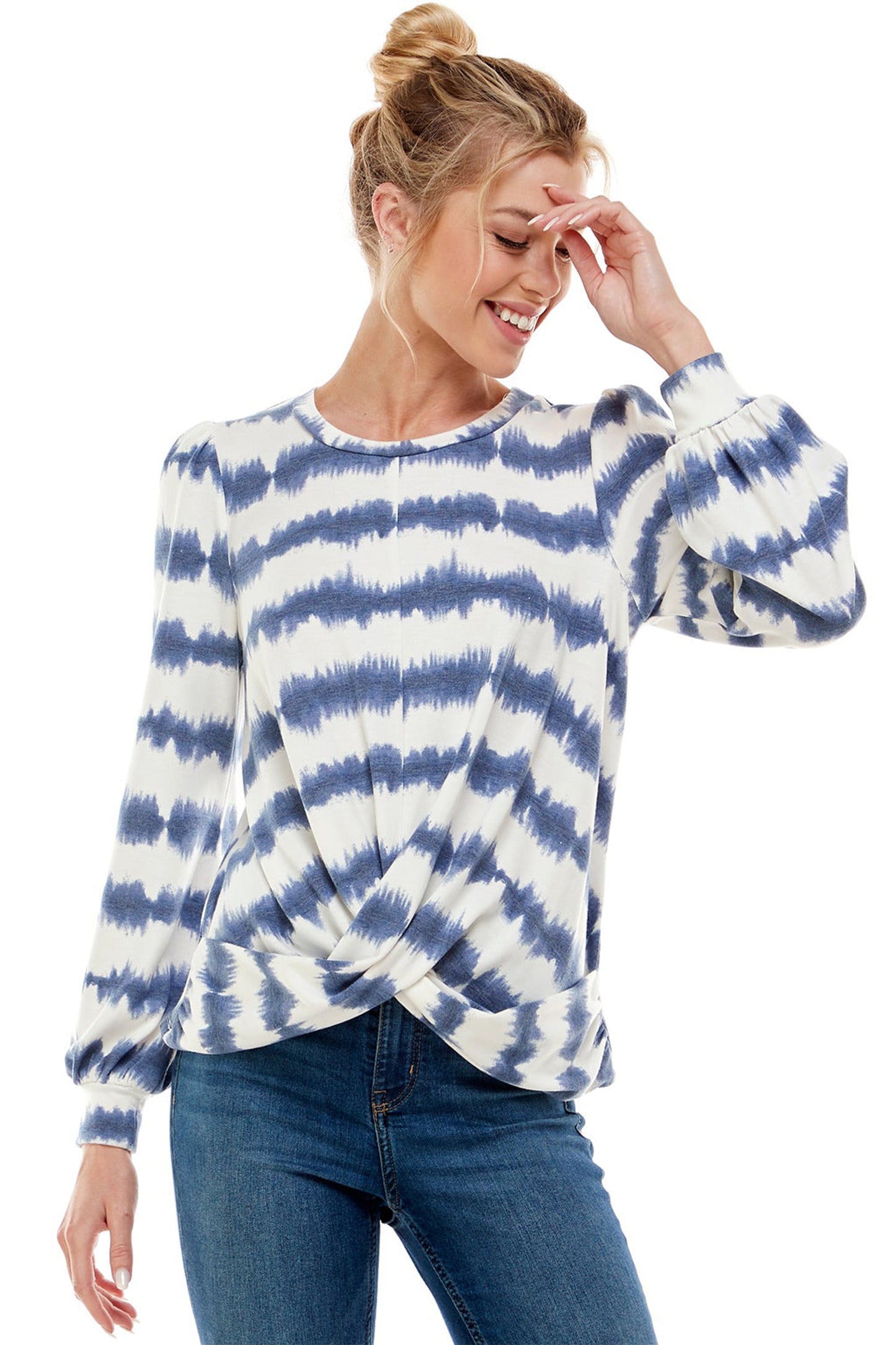 PLUS SIZE TIE DYE STRIPED SWEATER