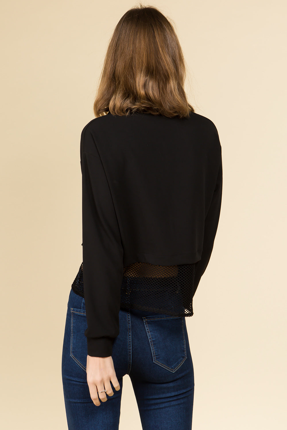 BLACK MESH SWEATSHIRT