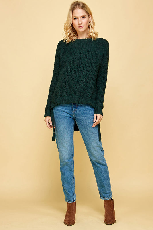 THICK KNIT HIGH LOW PULLOVER SWEATER