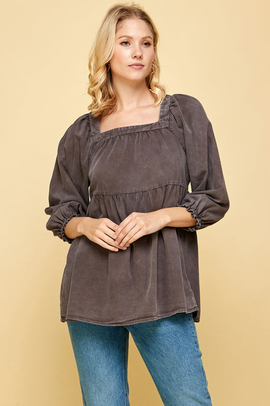 BABYDOLL COTTON DENIM TUNIC