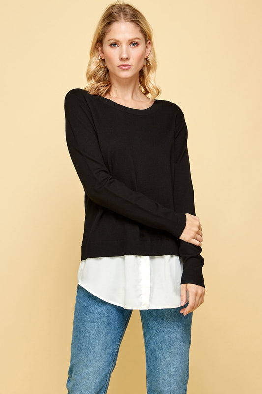 CREW NECK LAYERED SWEATER