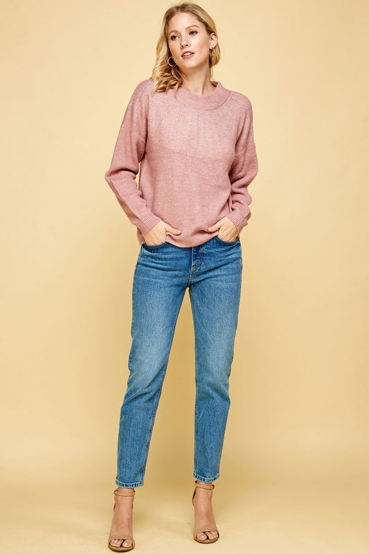 EMBELLISHED PINK SWEATER