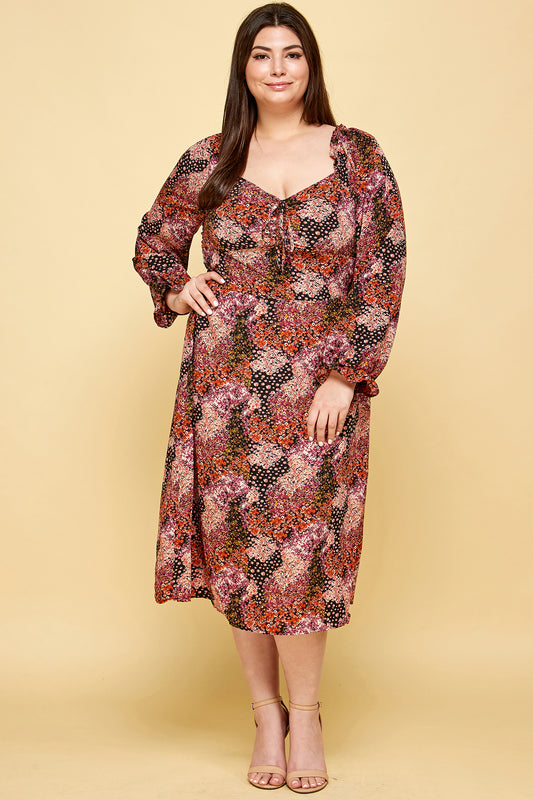 LONG SLEEVE MIDI CORSET DRESS