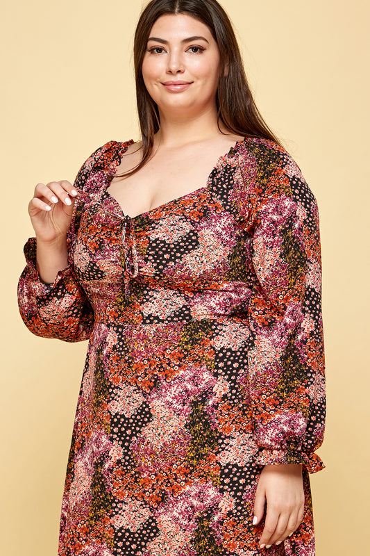 LONG SLEEVE MIDI CORSET DRESS