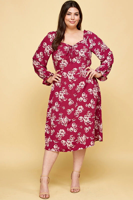 LONG SLEEVE MIDI CORSET DRESS