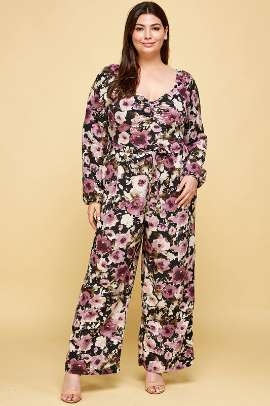 LONG SLEEVE FLORAL JUMPSUIT