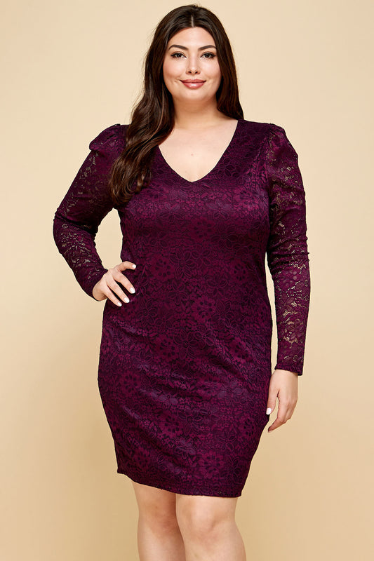 PLUS SIZE LACE BODYCON DRESS