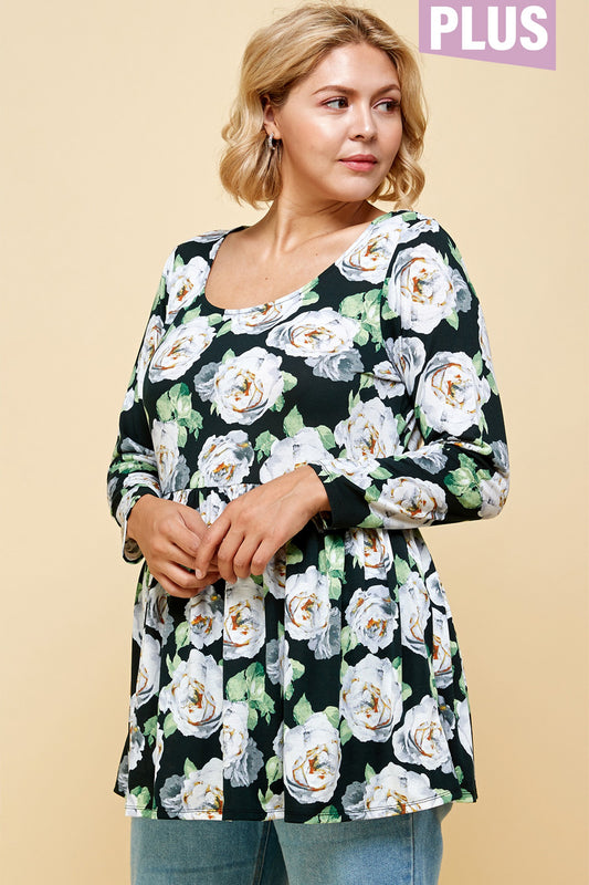 PLUS SIZE SCOOP NECK LONG SLEEVE TUNIC