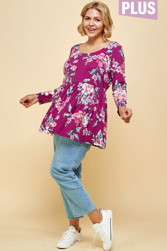 PLUS SIZE SCOOP NECK LONG SLEEVE TUNIC
