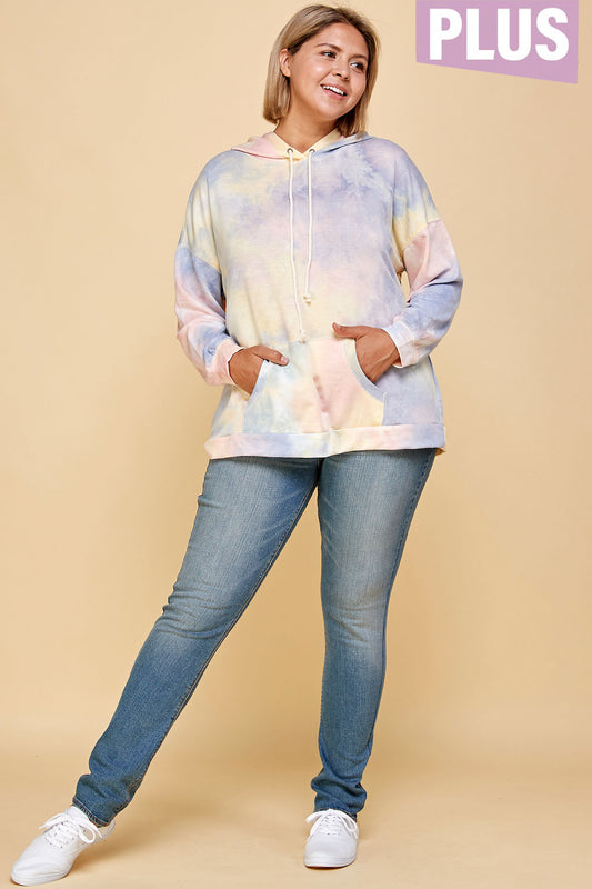 PLUS SIZE SORBET TIE DYE HOODIE