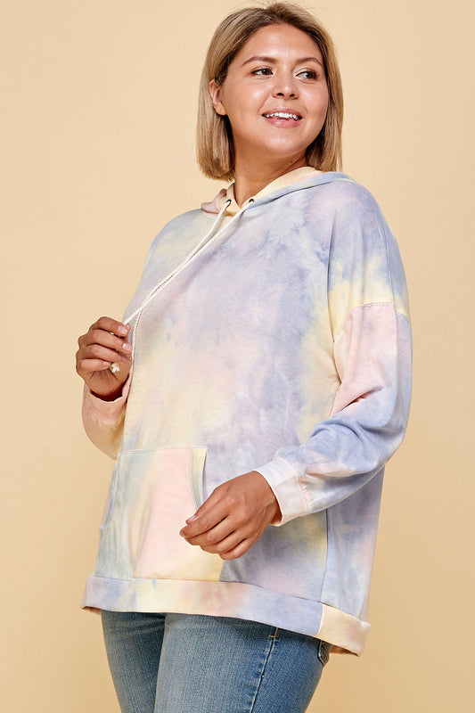 PLUS SIZE SORBET TIE DYE HOODIE