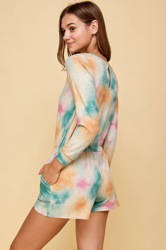LONG SLEEVE TIE DYE ROMPER