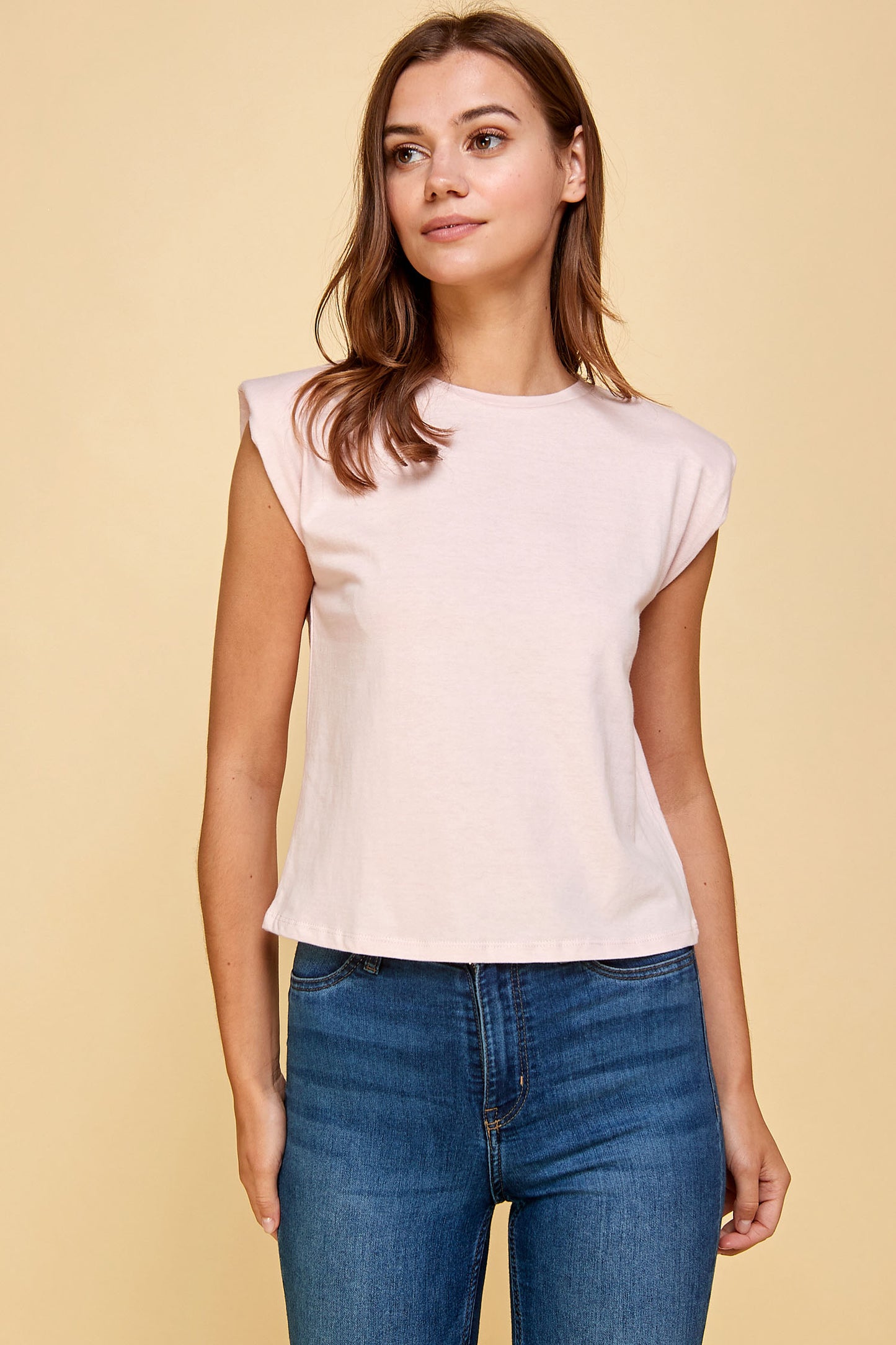 PINK MUSCLE TEE WITH SHOULDER PADS