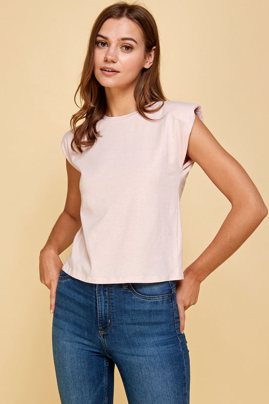 PINK MUSCLE TEE WITH SHOULDER PADS