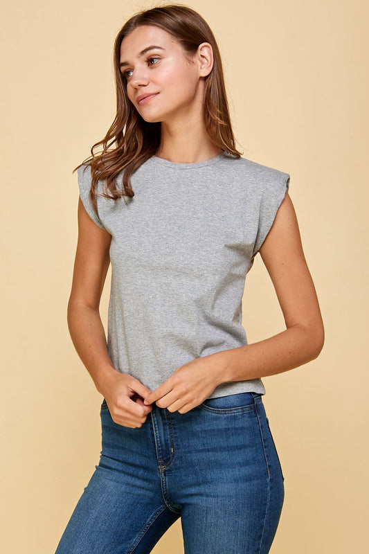 GREY MUSCLE TEE WITH SHOULDER PADS