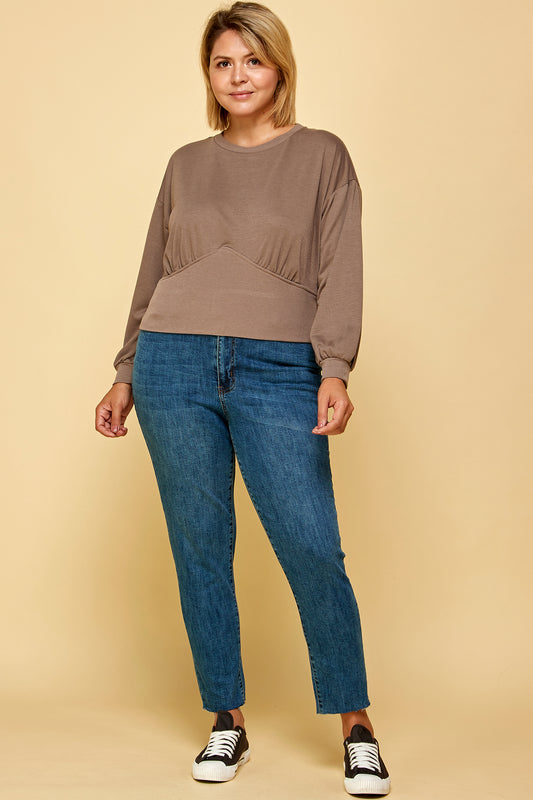 CREW NECK SWEATER IN TAUPE