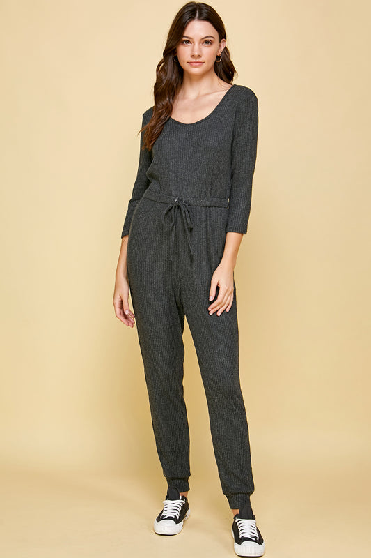 COZY SOFT JUMPSUIT WITH TIE WAIST