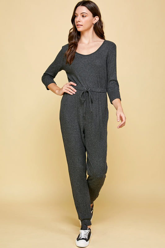 COZY SOFT JUMPSUIT WITH TIE WAIST