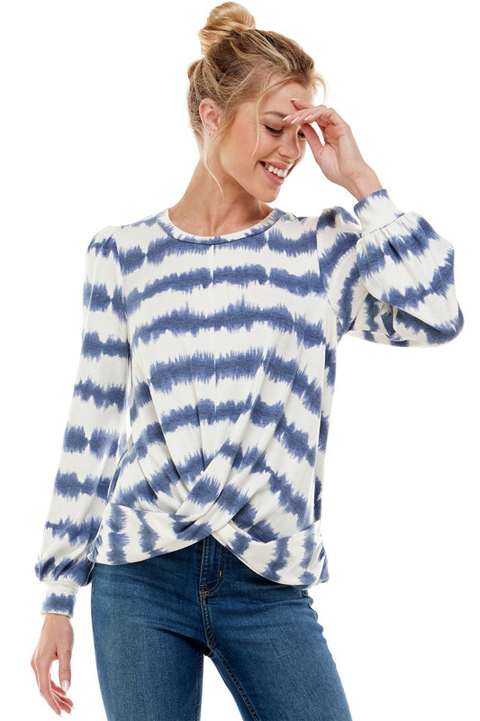 PLUS SIZE TIE DYE STRIPED SWEATER