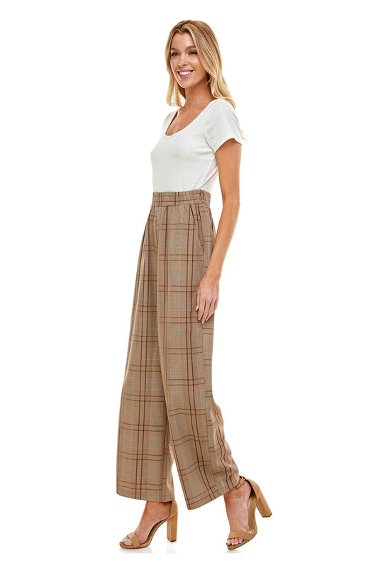 PLUS SIZE SHORT SLEEVE PLAID JUMPSUIT