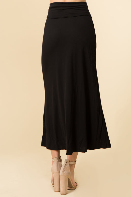 HIGH FOLDED WAIST BASIC MAXI SKIRT